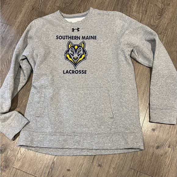 Under Armour Southern Maine Lacrosse Sweatshirt Gray ColdGear Men’s Large - Picture 1 of 4